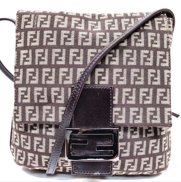 FENDI Crossbody Bag Zucchino Zucca Canvas Shoulder Purse Excellent Condition - Picture 1 of 9
